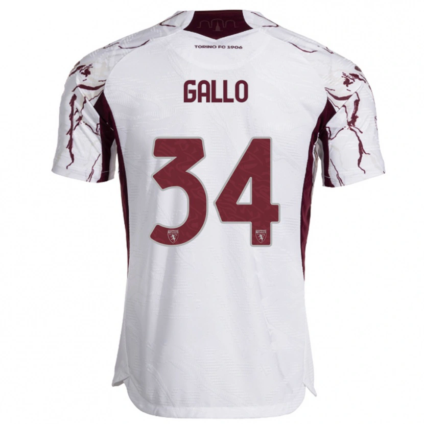 Danxen Uomo Maglia Tommaso Gallo #34 Bianco Bordeaux Kit Gara Away 2025/26 Maglietta
