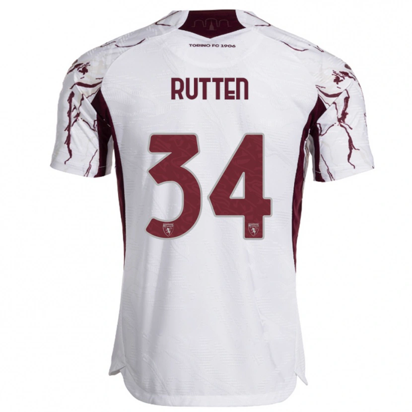 Danxen Uomo Maglia Jill Rutten #34 Bianco Bordeaux Kit Gara Away 2025/26 Maglietta