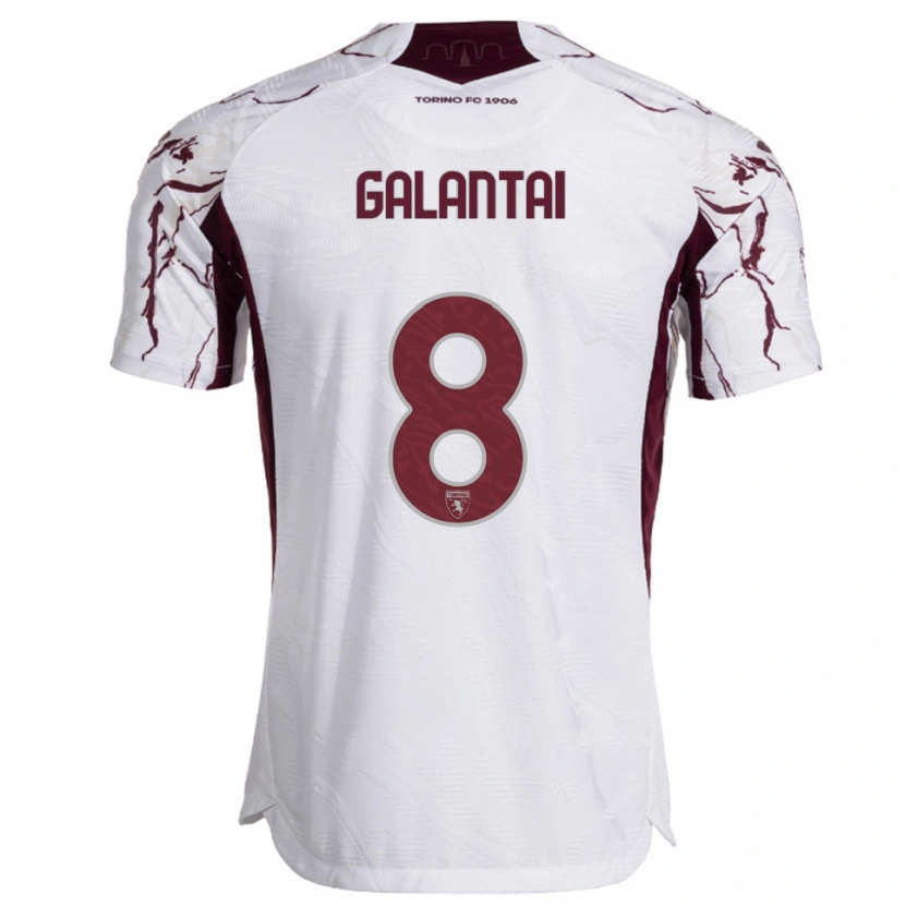 Danxen Uomo Maglia Tamás Galántai #8 Bianco Bordeaux Kit Gara Away 2025/26 Maglietta