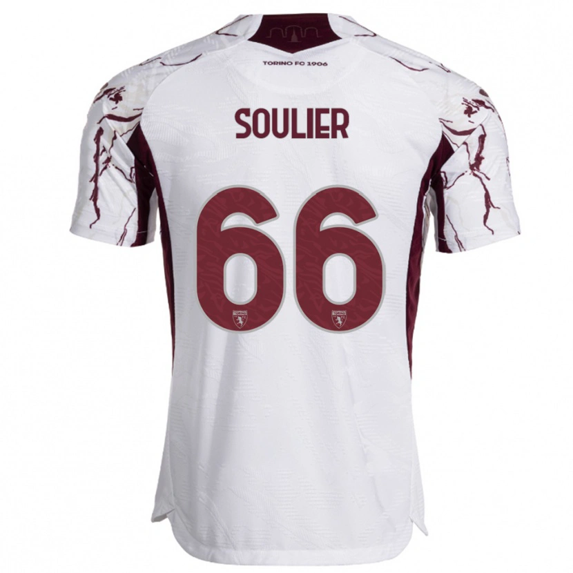Danxen Uomo Maglia Evan Soulier #66 Bianco Bordeaux Kit Gara Away 2025/26 Maglietta