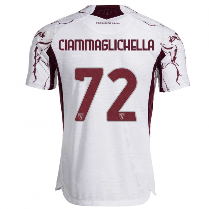 Danxen Uomo Maglia Aaron Ciammaglichella #72 Bianco Bordeaux Kit Gara Away 2025/26 Maglietta