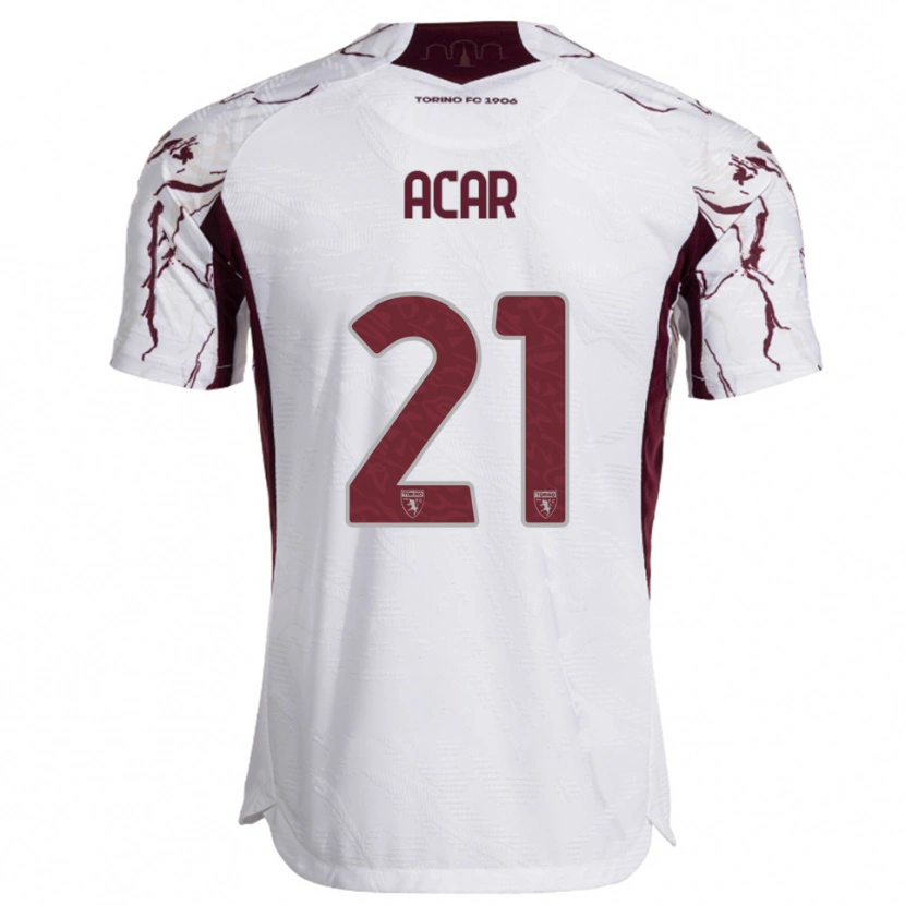 Danxen Uomo Maglia Emirhan Acar #21 Bianco Bordeaux Kit Gara Away 2025/26 Maglietta
