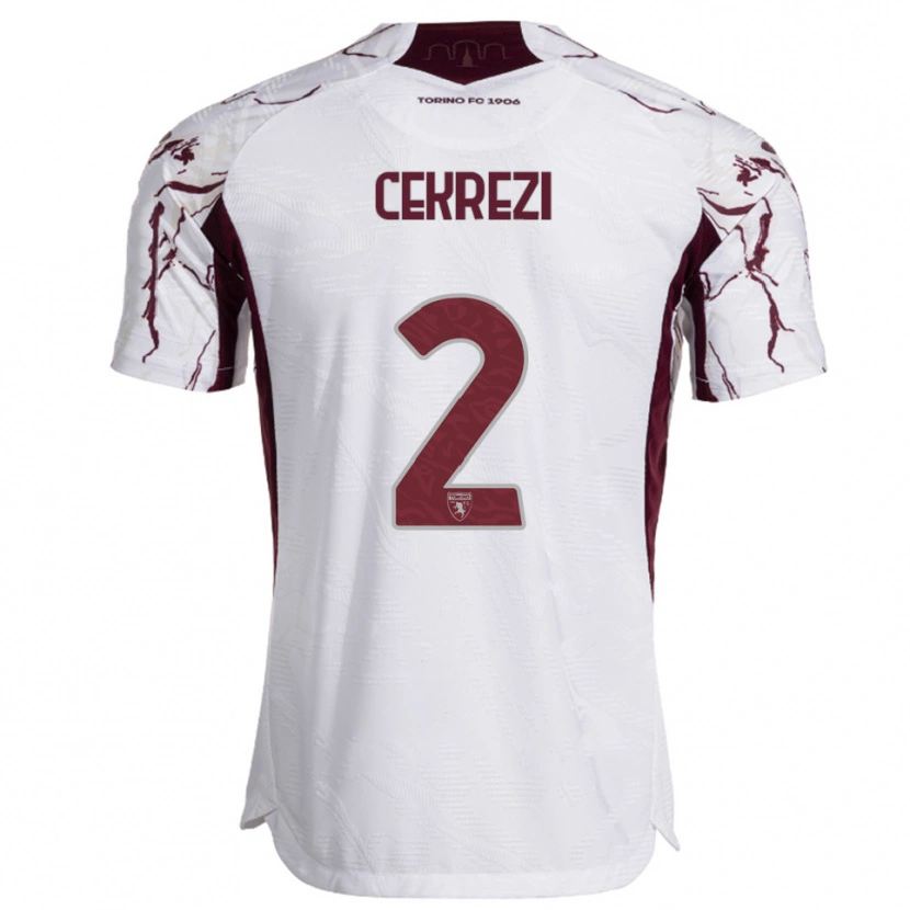 Danxen Uomo Maglia Lucas Cekrezi #2 Bianco Bordeaux Kit Gara Away 2025/26 Maglietta