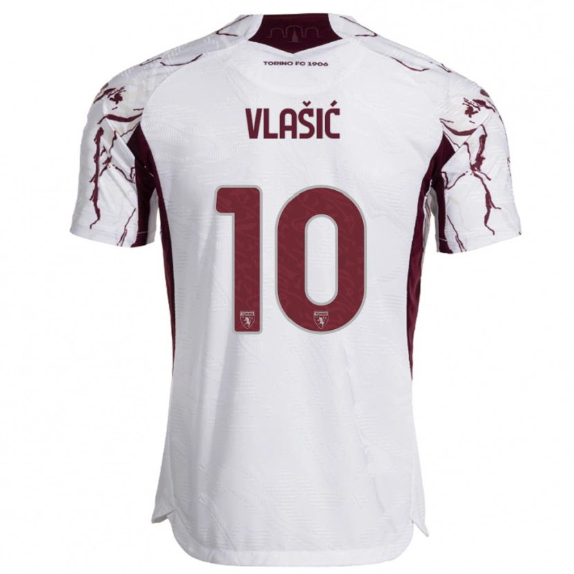 Danxen Uomo Maglia Nikola Vlašić #10 Bianco Bordeaux Kit Gara Away 2025/26 Maglietta