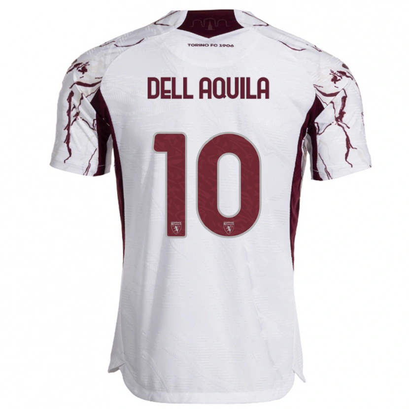 Danxen Uomo Maglia Francesco Dell'aquila #10 Bianco Bordeaux Kit Gara Away 2025/26 Maglietta