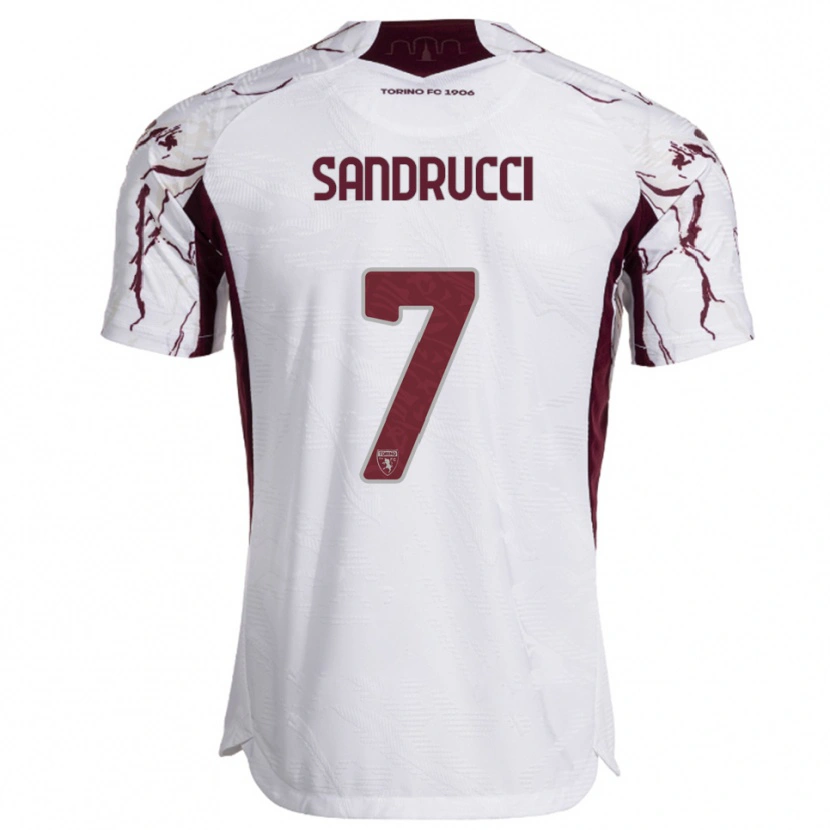 Danxen Uomo Maglia Romeo Sandrucci #7 Bianco Bordeaux Kit Gara Away 2025/26 Maglietta