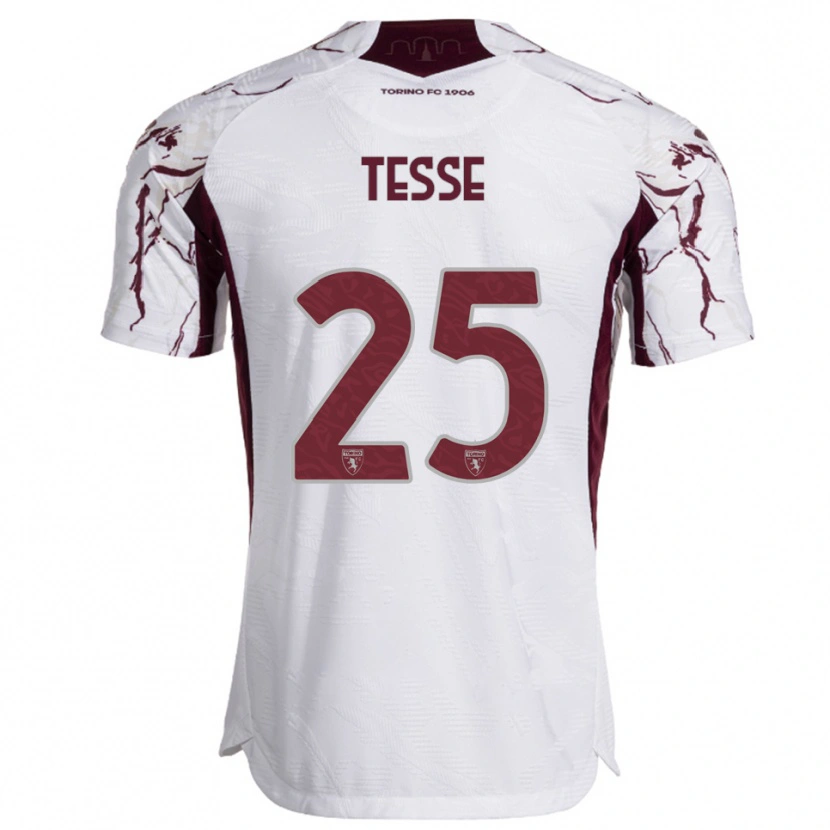 Danxen Uomo Maglia Manuela Tesse #25 Bianco Bordeaux Kit Gara Away 2025/26 Maglietta