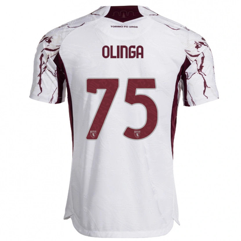 Danxen Uomo Maglia Kenny Liema Olinga #75 Bianco Bordeaux Kit Gara Away 2025/26 Maglietta