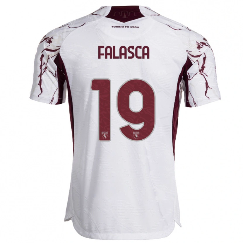 Danxen Uomo Maglia Gabriele Falasca #19 Bianco Bordeaux Kit Gara Away 2025/26 Maglietta