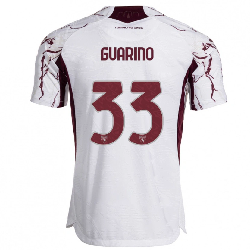 Danxen Uomo Maglia Rita Guarino #33 Bianco Bordeaux Kit Gara Away 2025/26 Maglietta