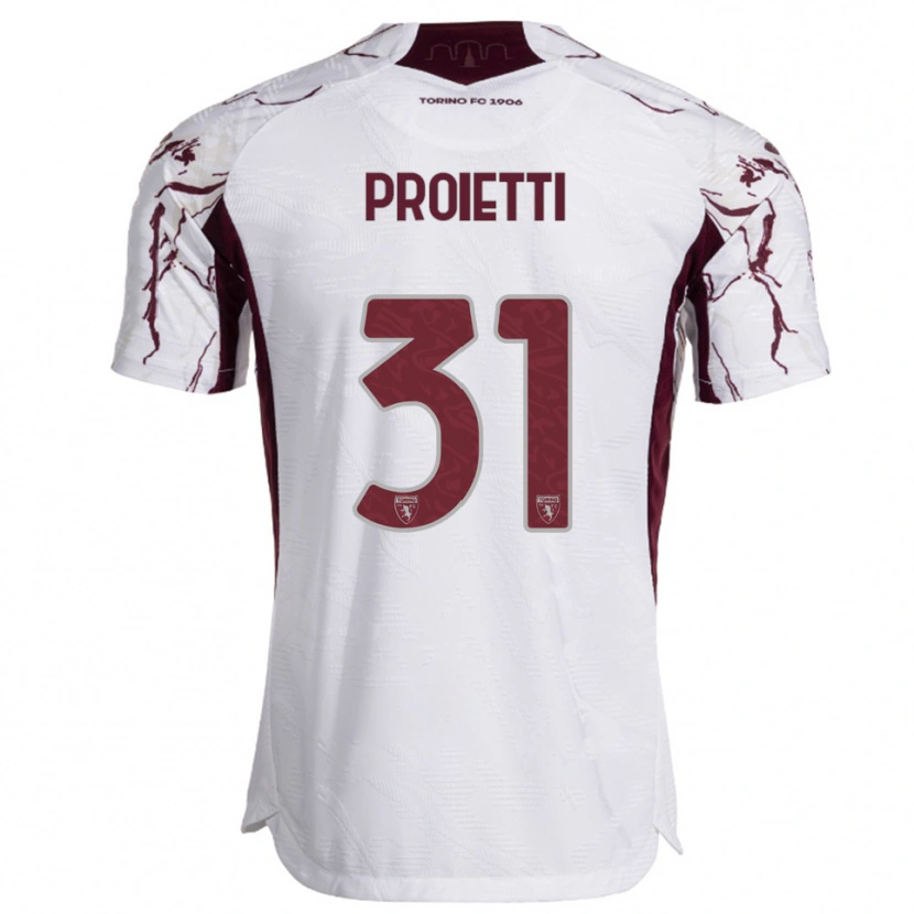 Danxen Uomo Maglia Riccardo Proietti #31 Bianco Bordeaux Kit Gara Away 2025/26 Maglietta