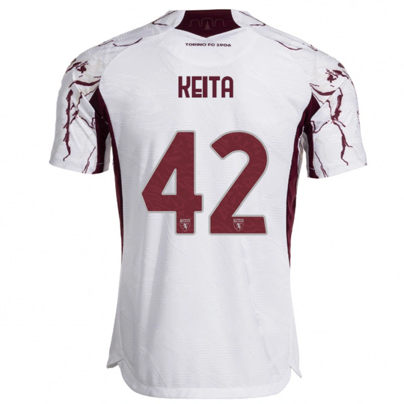 Danxen Uomo Maglia Karamoko Keita #42 Bianco Bordeaux Kit Gara Away 2025/26 Maglietta