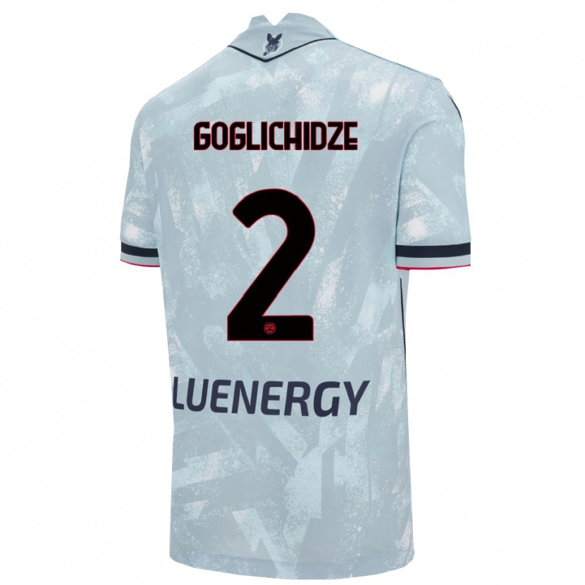 Danxen Uomo Maglia Saba Goglichidze #2 Azzurro Chiaro Nero Kit Gara Away 2025/26 Maglietta