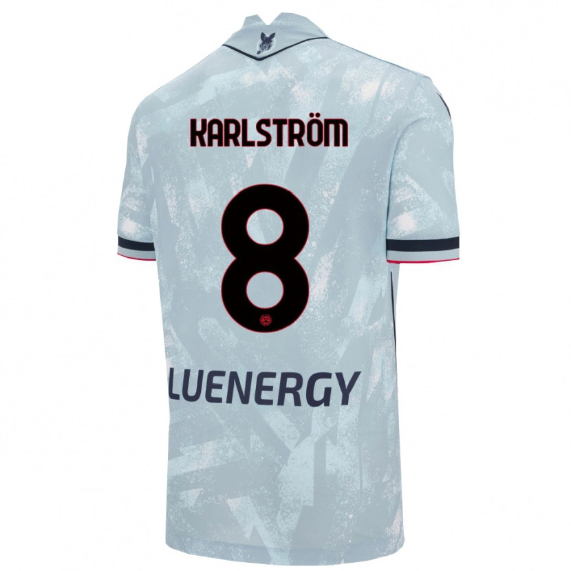 Danxen Uomo Maglia Jesper Karlström #8 Azzurro Chiaro Nero Kit Gara Away 2025/26 Maglietta