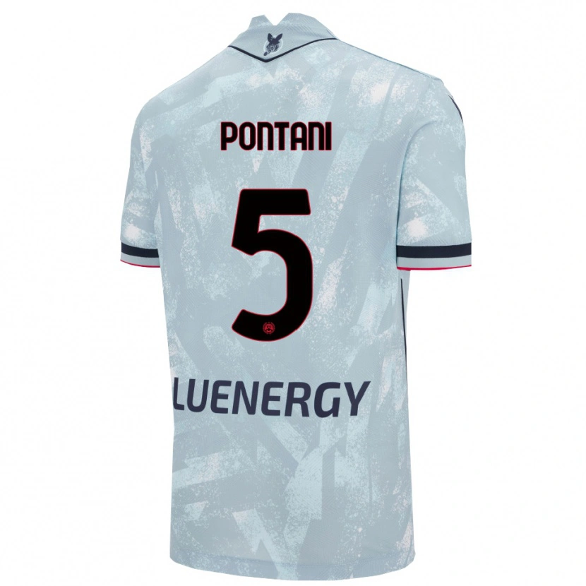 Danxen Uomo Maglia Leonardo Pontani #5 Azzurro Chiaro Nero Kit Gara Away 2025/26 Maglietta