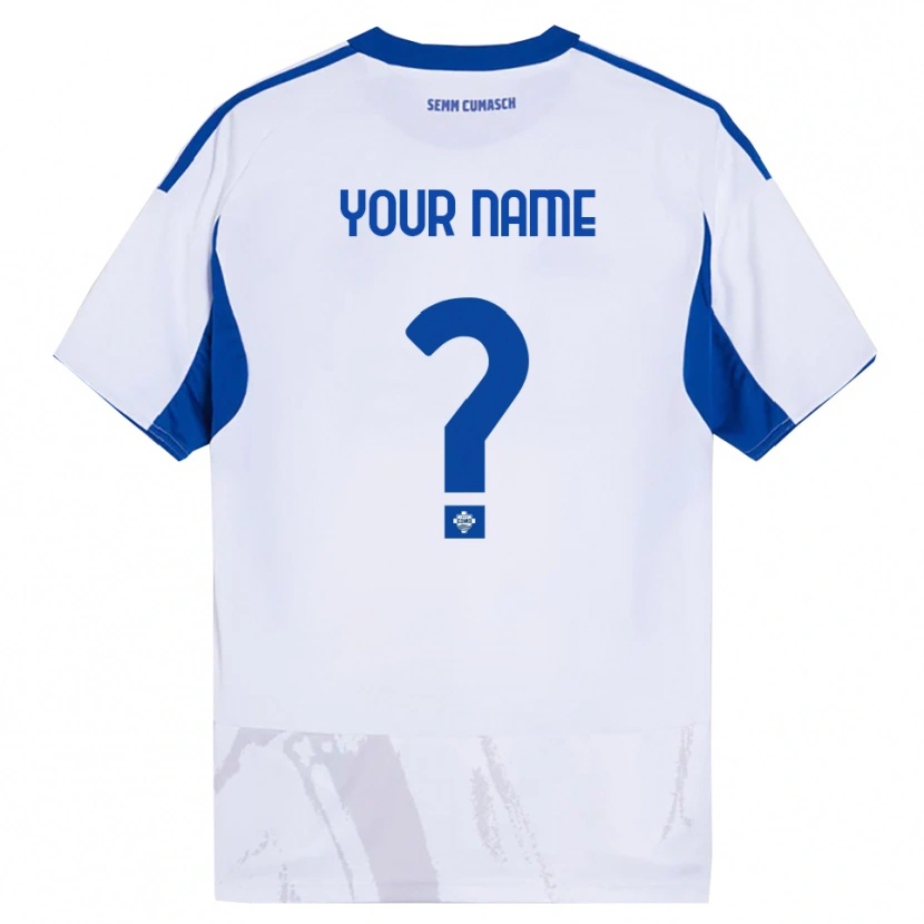 Danxen Uomo Maglia Il Tuo Nome #0 Bianco Blu Kit Gara Away 2025/26 Maglietta