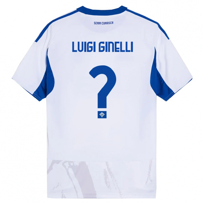 Danxen Uomo Maglia Lorenzo Luigi Ginelli #0 Bianco Blu Kit Gara Away 2025/26 Maglietta