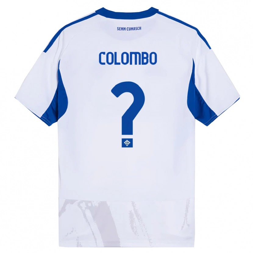 Danxen Uomo Maglia Federico Colombo #0 Bianco Blu Kit Gara Away 2025/26 Maglietta
