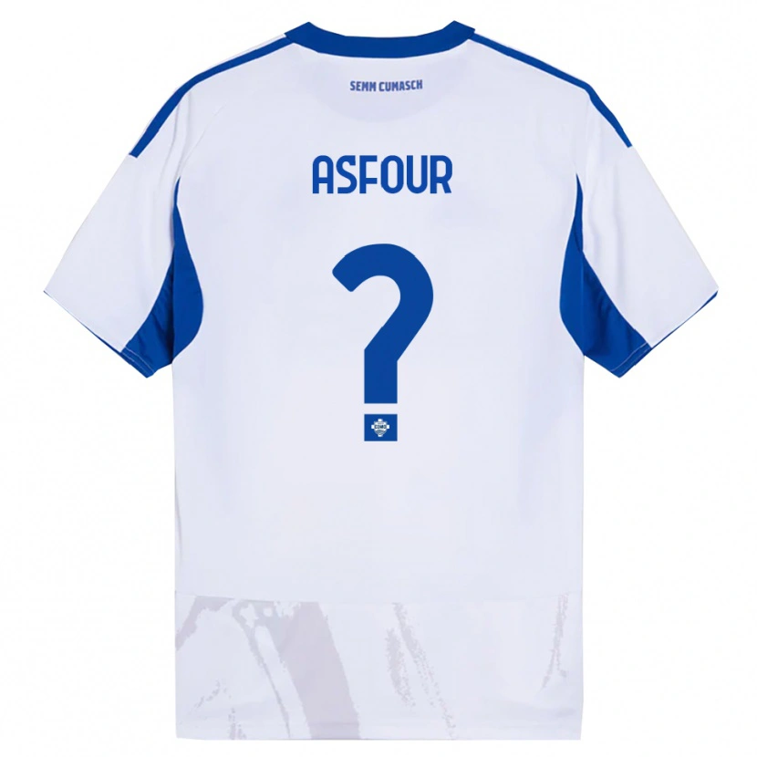 Danxen Uomo Maglia Adam Asfour #0 Bianco Blu Kit Gara Away 2025/26 Maglietta