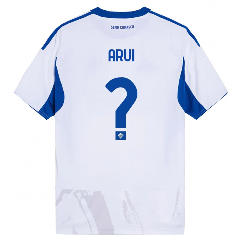 Danxen Uomo Maglia Stefano Arui #0 Bianco Blu Kit Gara Away 2025/26 Maglietta