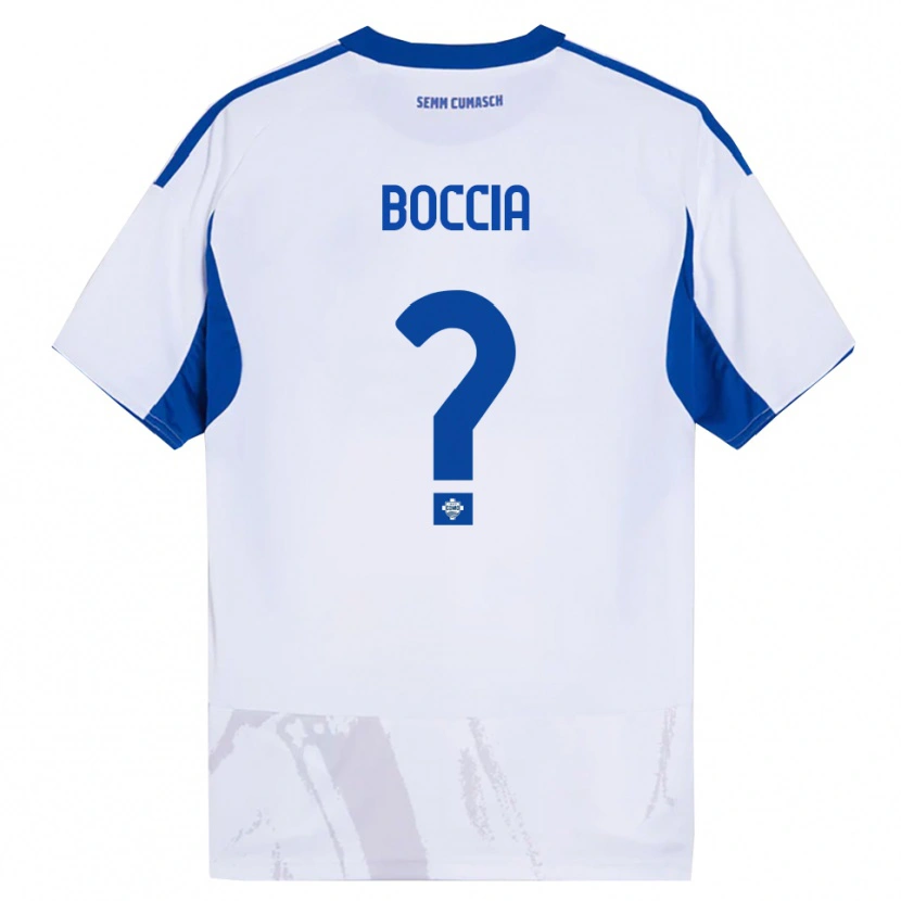 Danxen Uomo Maglia Thomas Boccia #0 Bianco Blu Kit Gara Away 2025/26 Maglietta