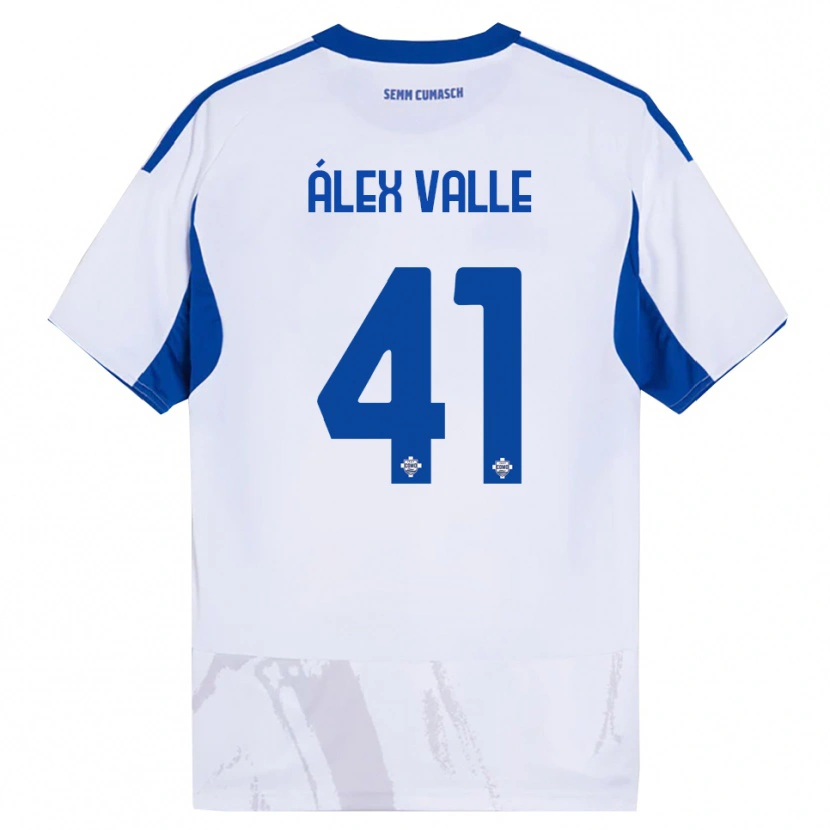 Danxen Uomo Maglia Álex Valle #41 Bianco Blu Kit Gara Away 2025/26 Maglietta