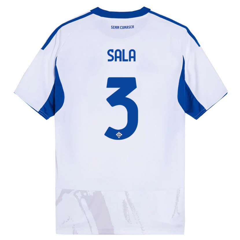 Danxen Uomo Maglia Marco Sala #3 Bianco Blu Kit Gara Away 2025/26 Maglietta