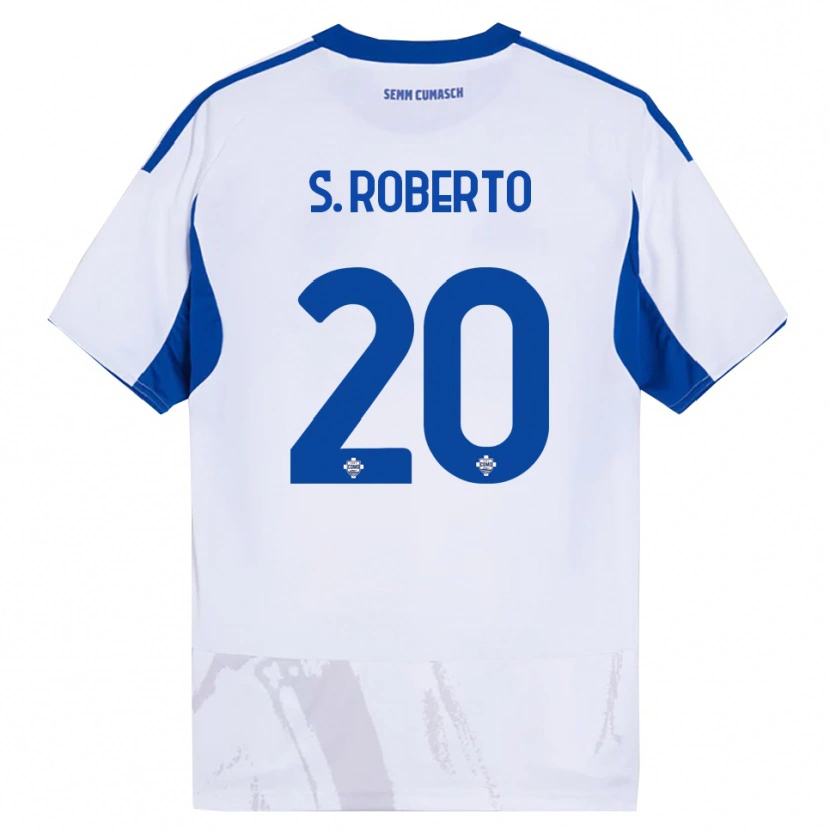 Danxen Uomo Maglia Sergi Roberto #20 Bianco Blu Kit Gara Away 2025/26 Maglietta
