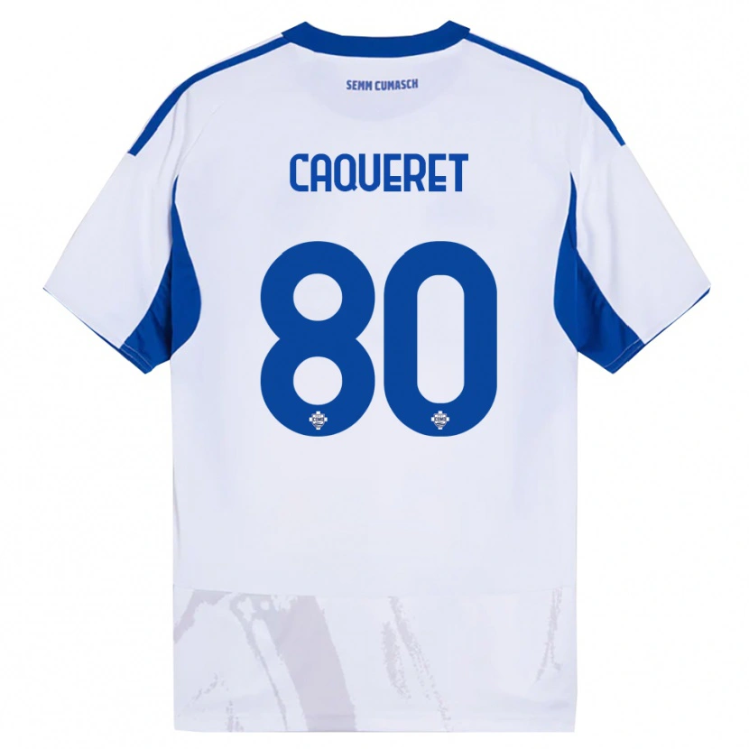 Danxen Uomo Maglia Maxence Caqueret #80 Bianco Blu Kit Gara Away 2025/26 Maglietta