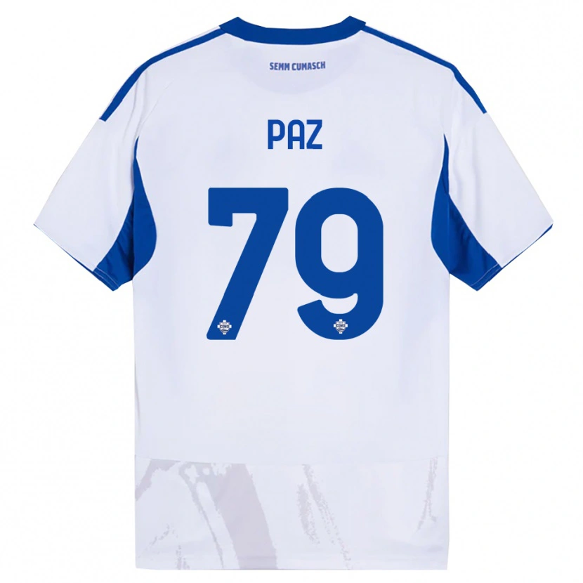 Danxen Uomo Maglia Nico Paz #79 Bianco Blu Kit Gara Away 2025/26 Maglietta