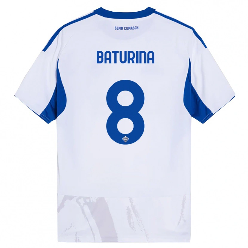 Danxen Uomo Maglia Martin Baturina #8 Bianco Blu Kit Gara Away 2025/26 Maglietta