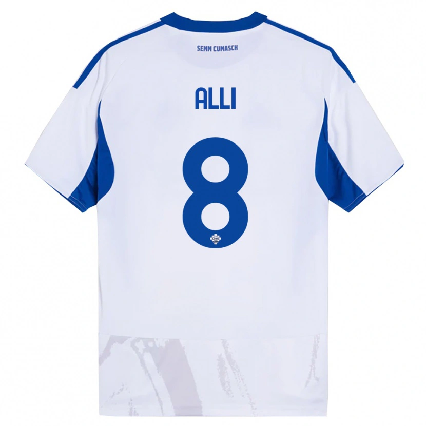 Danxen Uomo Maglia Dele Alli #8 Bianco Blu Kit Gara Away 2025/26 Maglietta