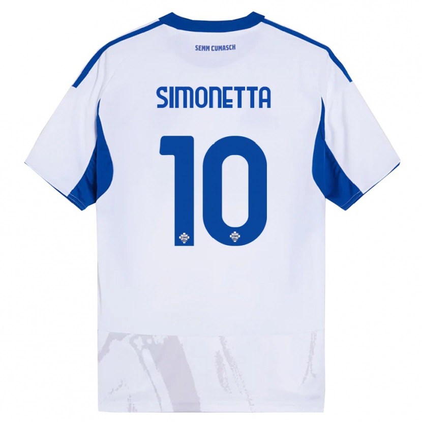 Danxen Uomo Maglia Jacopo Simonetta #10 Bianco Blu Kit Gara Away 2025/26 Maglietta