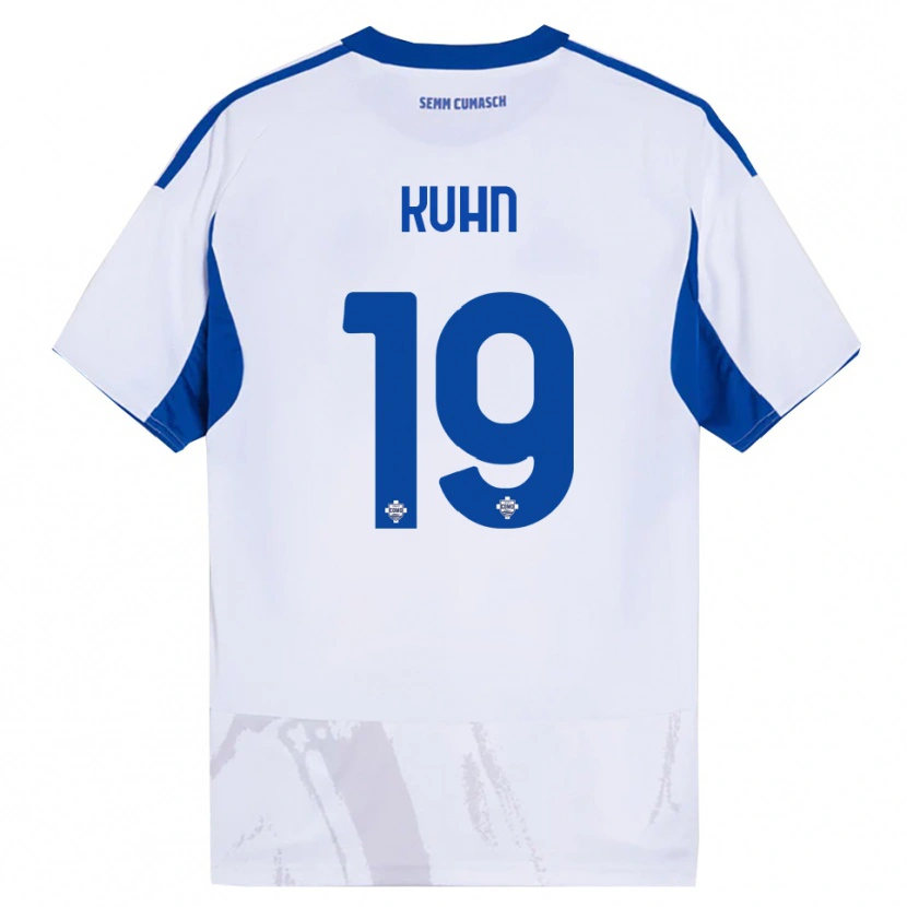Danxen Uomo Maglia Nicolas Kühn #19 Bianco Blu Kit Gara Away 2025/26 Maglietta