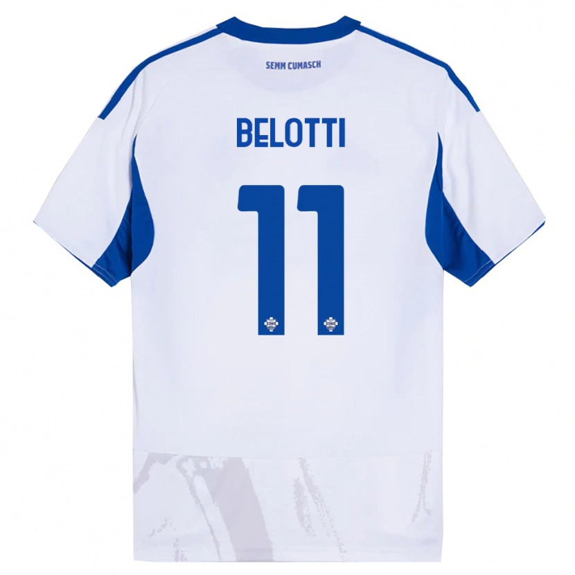 Danxen Uomo Maglia Andrea Belotti #11 Bianco Blu Kit Gara Away 2025/26 Maglietta