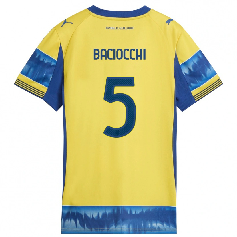 Danxen Uomo Maglia Giulio Baciocchi #5 Giallo Blu Kit Gara Away 2025/26 Maglietta