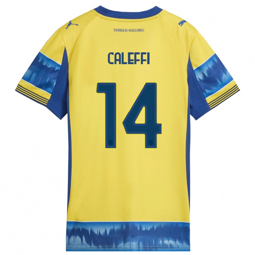 Danxen Uomo Maglia Riccardo Caleffi #14 Giallo Blu Kit Gara Away 2025/26 Maglietta