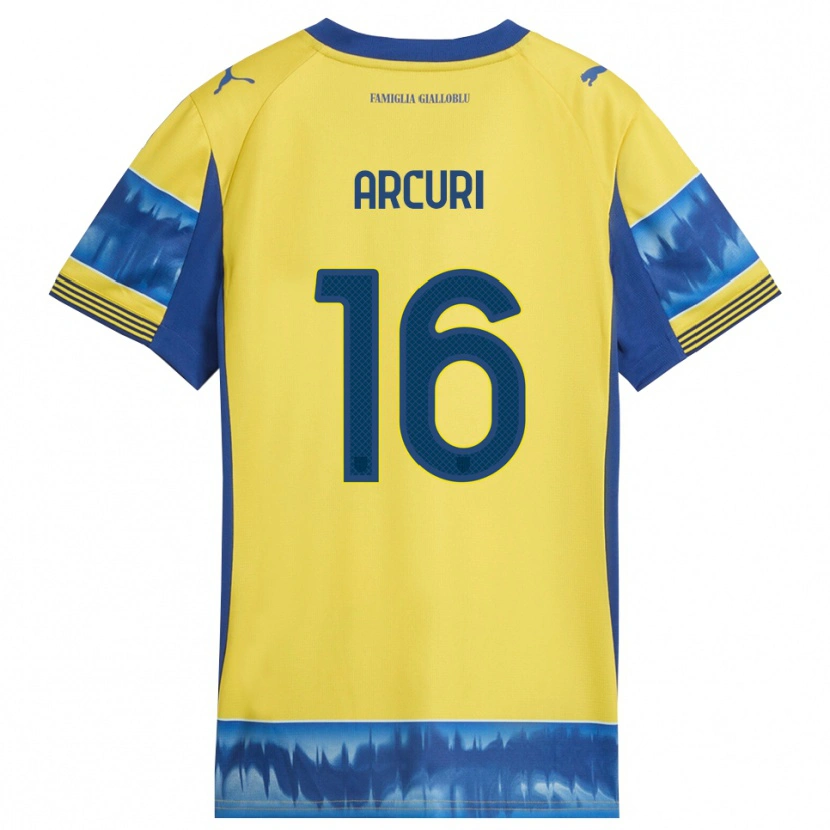 Danxen Uomo Maglia Francesco Arcuri #16 Giallo Blu Kit Gara Away 2025/26 Maglietta