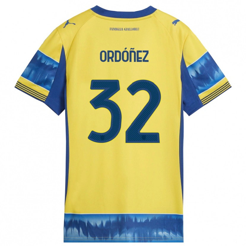 Danxen Uomo Maglia Christian Ordóñez #32 Giallo Blu Kit Gara Away 2025/26 Maglietta