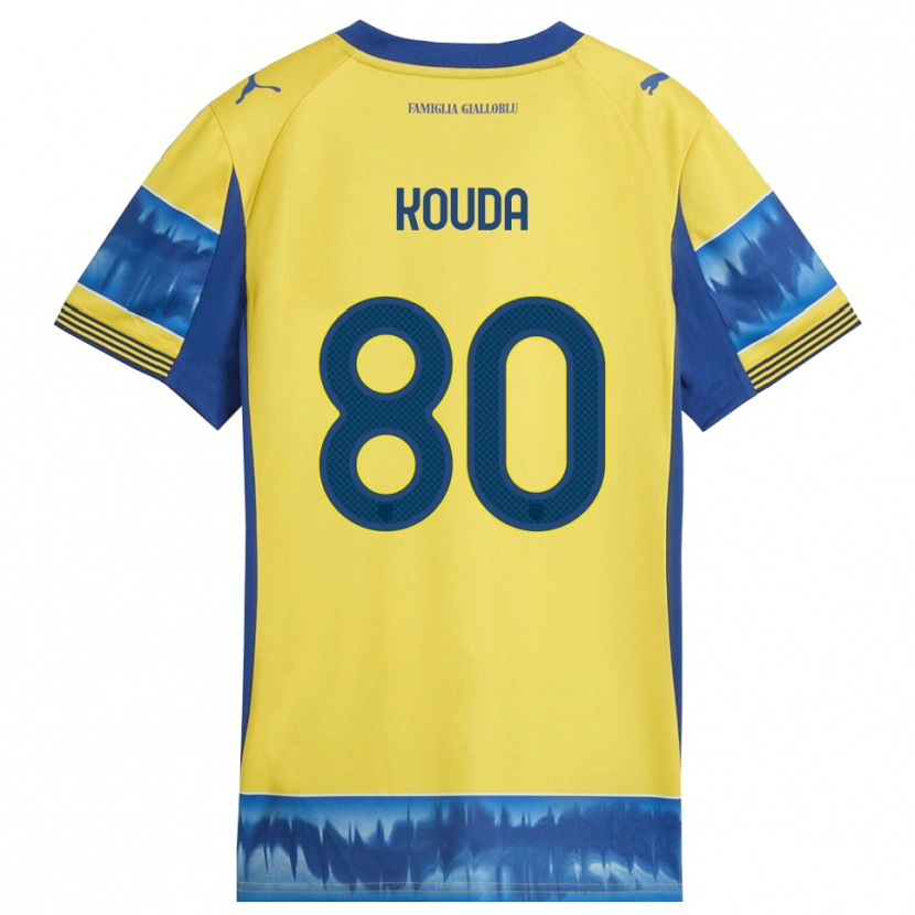 Danxen Uomo Maglia Rachid Kouda #80 Giallo Blu Kit Gara Away 2025/26 Maglietta