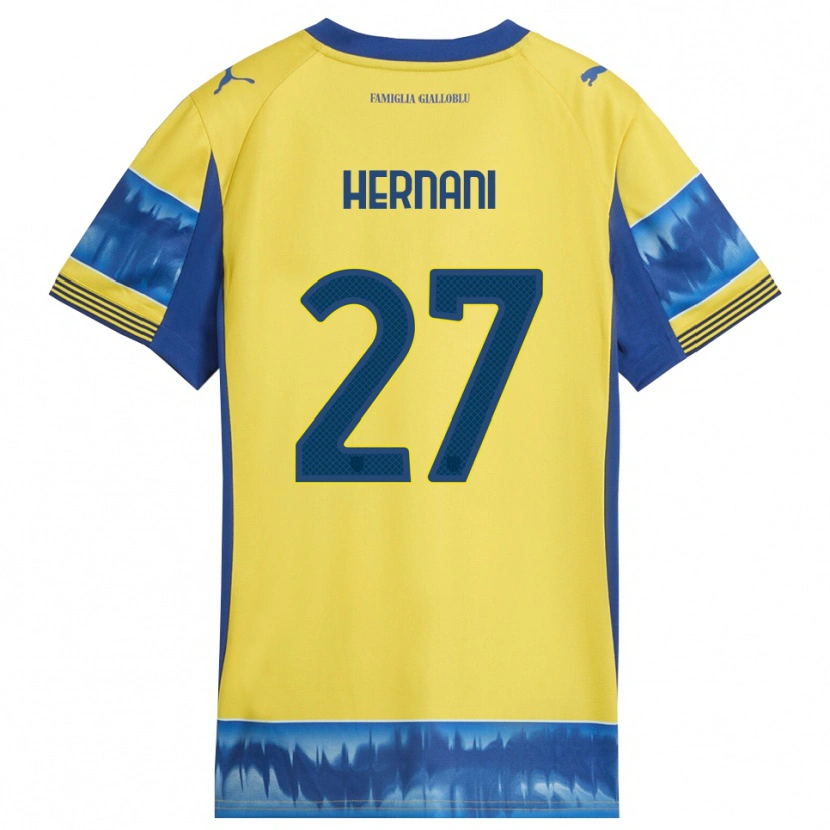 Danxen Uomo Maglia Hernani #27 Giallo Blu Kit Gara Away 2025/26 Maglietta