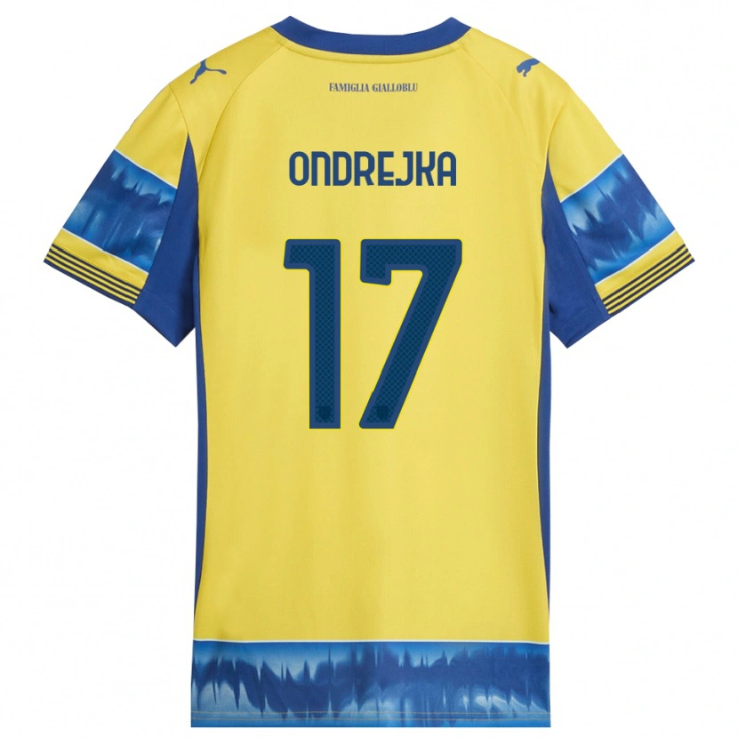 Danxen Uomo Maglia Jacob Ondrejka #17 Giallo Blu Kit Gara Away 2025/26 Maglietta