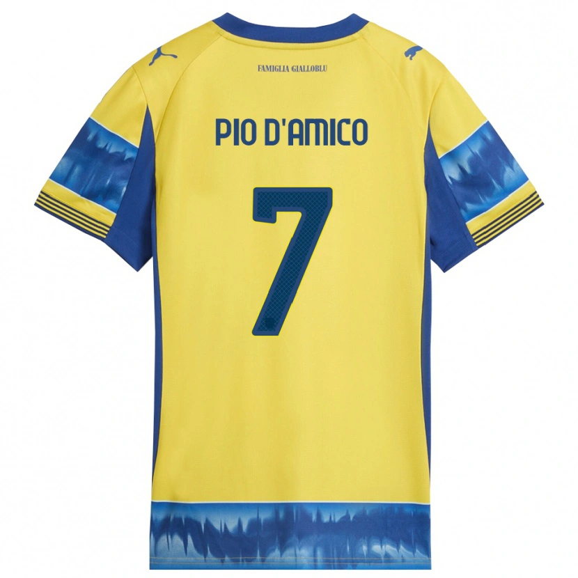 Danxen Uomo Maglia Dario Pio D'amico #7 Giallo Blu Kit Gara Away 2025/26 Maglietta