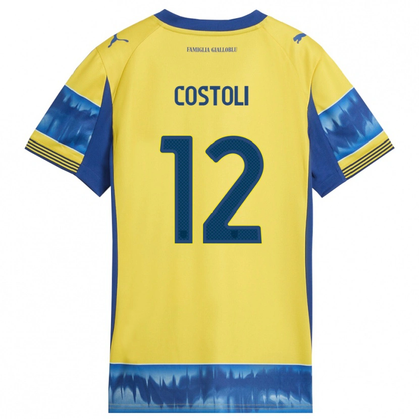 Danxen Uomo Maglia Luca Costoli #12 Giallo Blu Kit Gara Away 2025/26 Maglietta