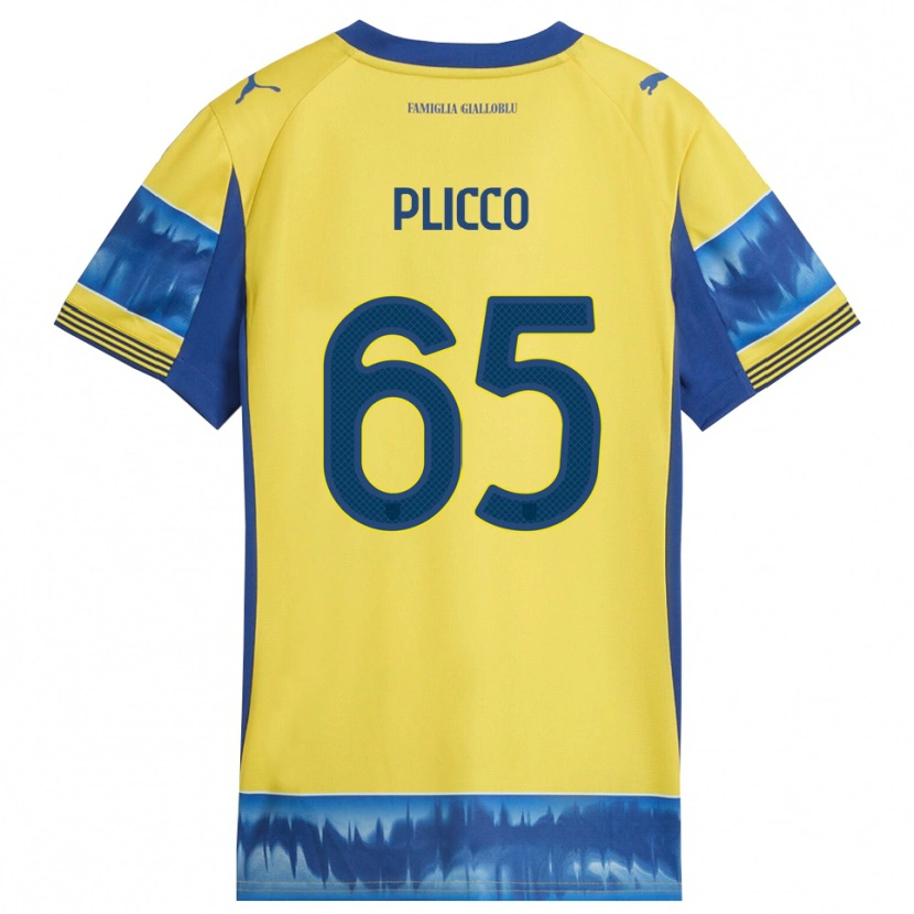 Danxen Uomo Maglia Elia Plicco #65 Giallo Blu Kit Gara Away 2025/26 Maglietta