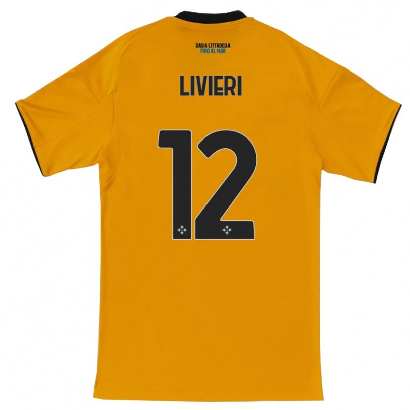 Danxen Uomo Maglia Alessandro Livieri #12 Arancione Blu Kit Gara Away 2025/26 Maglietta