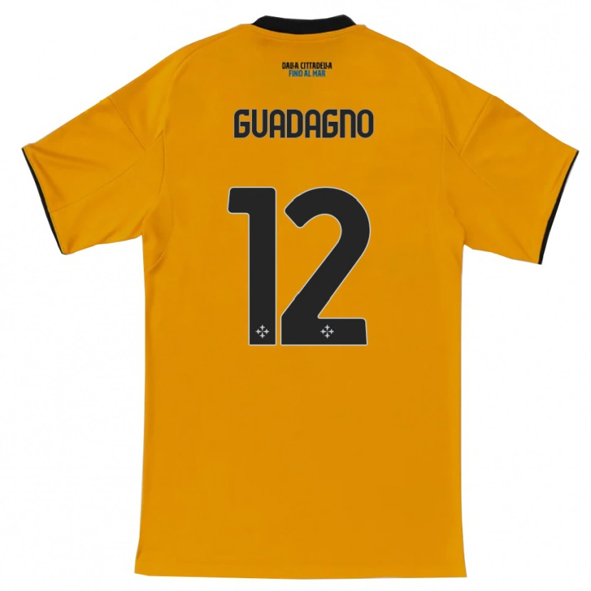 Danxen Uomo Maglia Johan Guadagno #12 Arancione Blu Kit Gara Away 2025/26 Maglietta