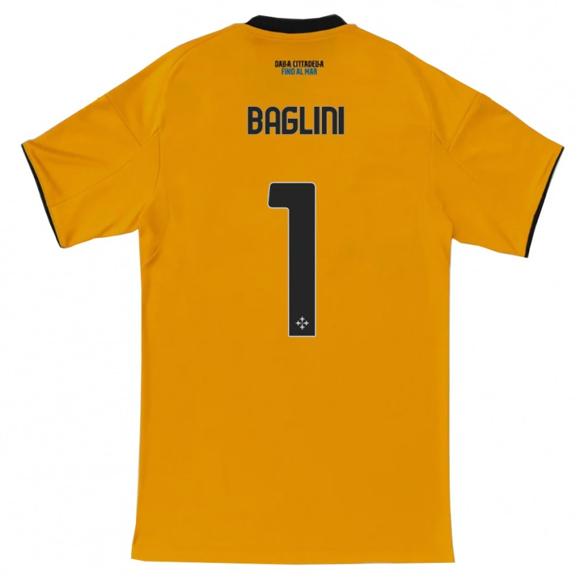Danxen Uomo Maglia Giacomo Baglini #1 Arancione Blu Kit Gara Away 2025/26 Maglietta