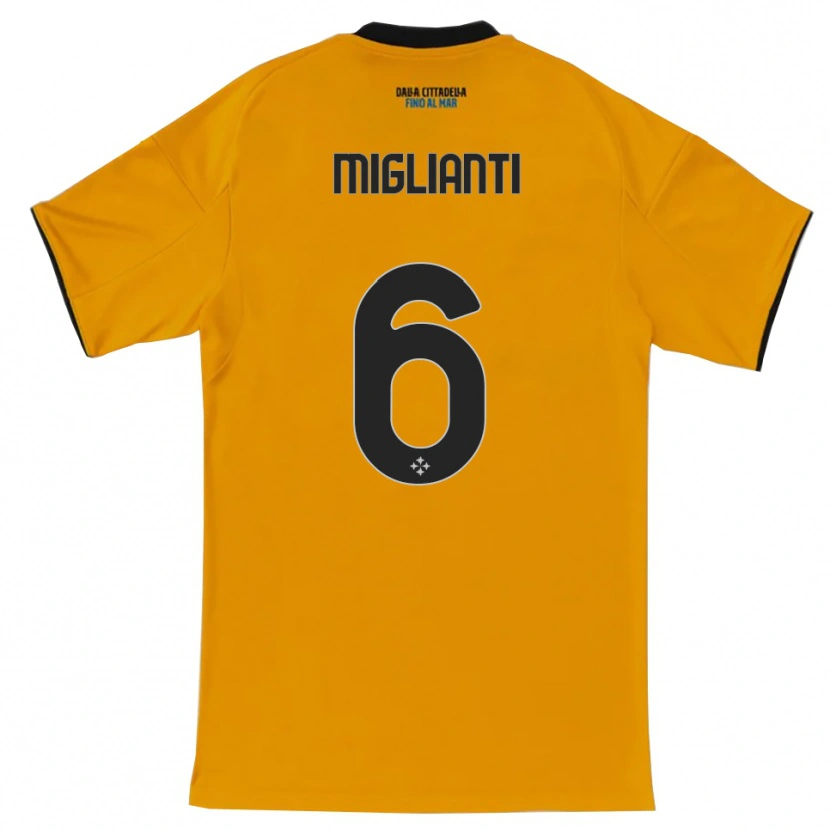 Danxen Uomo Maglia Niccolò Miglianti #6 Arancione Blu Kit Gara Away 2025/26 Maglietta