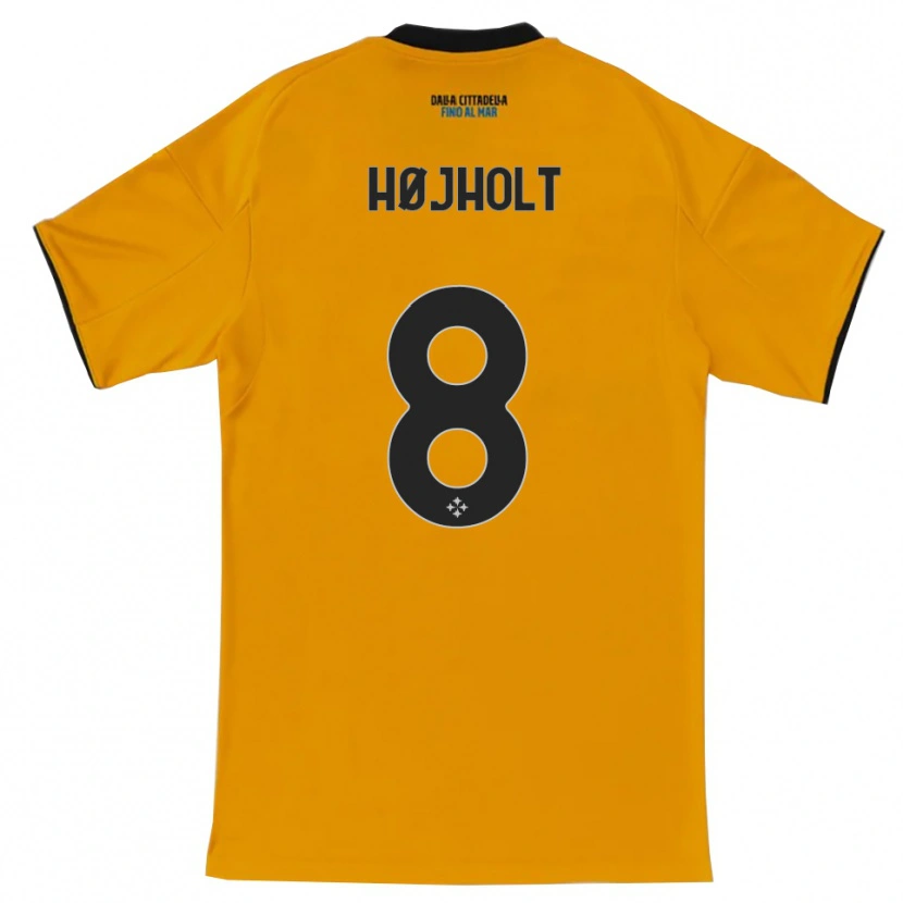 Danxen Uomo Maglia Malthe Højholt #8 Arancione Blu Kit Gara Away 2025/26 Maglietta